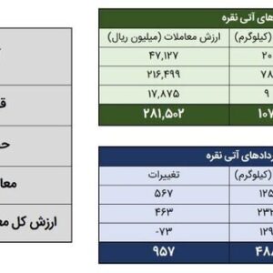 معامله ۳۵۵ کیلوگرم شمش نقره در بورس کالا