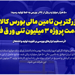 بزرگ‌ترین تامین مالی بورس کالا در خدمت پروژه ۳ میلیون تنی ورق فولاد
